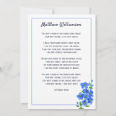 In liefdevolle herinnering vergeet me niet begrafe aankondiging (Achterkant)