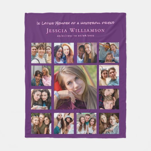 In liefdevolle herinnering Vriend Fotocollage Fleece Deken (Voorkant)