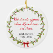 In liefdevolle herinnering - wanneer kardinalen ve keramisch ornament (Achterkant)