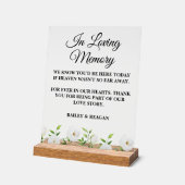 In liefdevolle herinnering Witte Bloemen bruiloft Acryl Bord (Hoek)