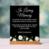 In liefdevolle herinnering Witte Bloemen bruiloft  Acryl Bord (Neutraal)