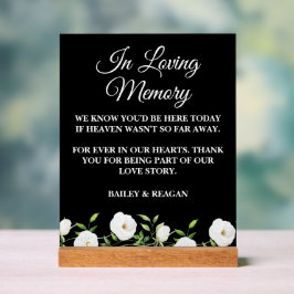 In liefdevolle herinnering Witte Bloemen bruiloft  Acryl Bord