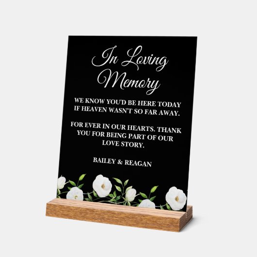 In liefdevolle herinnering Witte Bloemen bruiloft  Acryl Bord (Hoek)