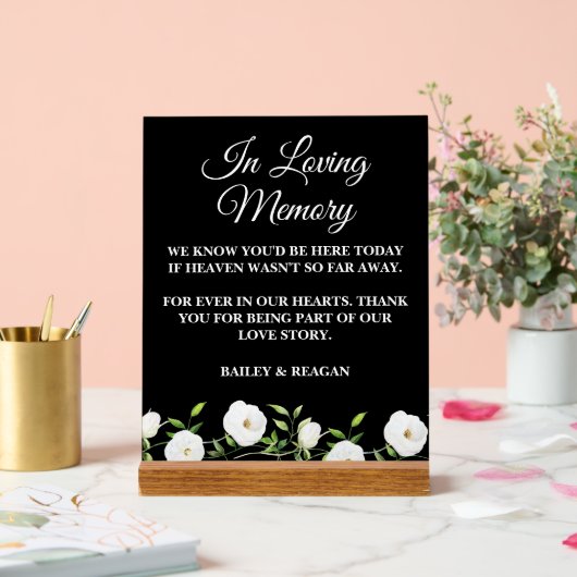 In liefdevolle herinnering Witte Bloemen bruiloft Acryl Bord (Huwelijk)