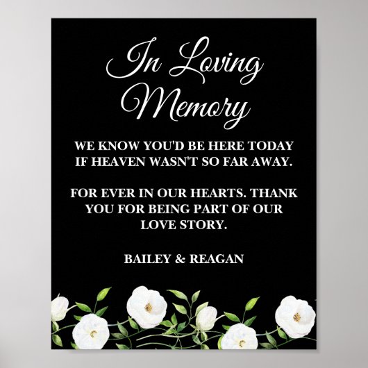 In liefdevolle herinnering Witte Bloemen bruiloft Poster (Voorkant)