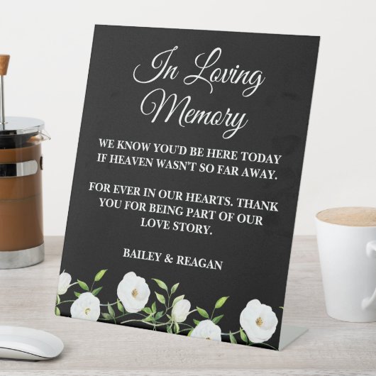 In liefdevolle herinnering Witte Bloemen bruiloft  Reclamebord Met Voetstuk (Insitu)