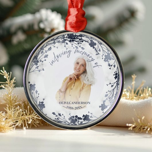 In liefdevolle herinnering Zilverfolie Fotomonumen Metalen Ornament