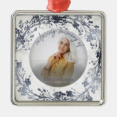 In liefdevolle herinnering Zilverfolie Fotomonumen Metalen Ornament (Voorkant)