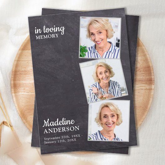 In liefhebbend geheugen 3 Foto Memorial Funeral Sy Bedankkaart