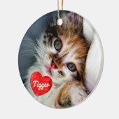 In liefhebbend geheugen - Cat Photo Pet Memorial Keramisch Ornament (Links)