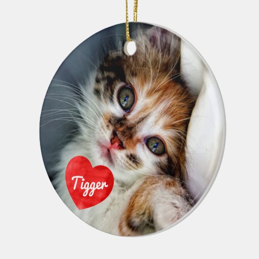 In liefhebbend geheugen - Cat Photo Pet Memorial Keramisch Ornament (Links)