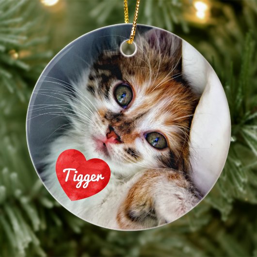 In liefhebbend geheugen - Cat Photo Pet Memorial Keramisch Ornament