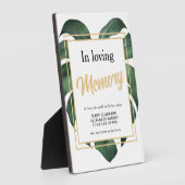 In liefhebbend geheugen Leaf bruiloft sign Tableto Fotoplaat (Zijkant)