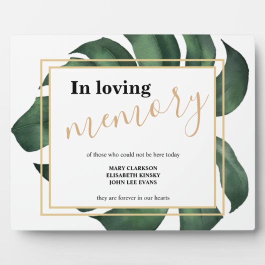 In liefhebbend geheugen Leaf bruiloft sign Tableto Fotoplaat (Voorkant)