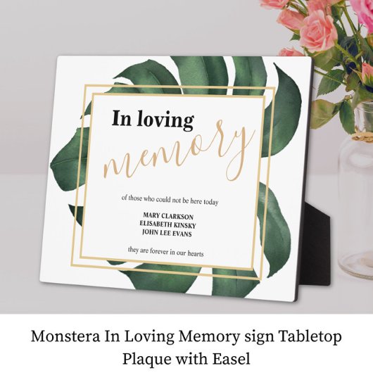 In liefhebbend geheugen Leaf bruiloft sign Tableto Fotoplaat