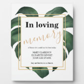 In liefhebbend geheugen Leaf bruiloft sign Tableto Fotoplaat (Voorkant)