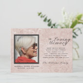 In liefhebbend geheugen | Marmer Pink Memorial Fot Bedankkaart (Staand voorkant)