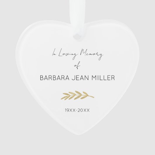 In liefhebbend geheugen van NAAM JAAR Gold Floral  Ornament (voorkant)