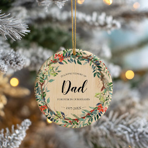 In liefhebbend geheugen van pap Rustic Wreatorial Keramisch Ornament