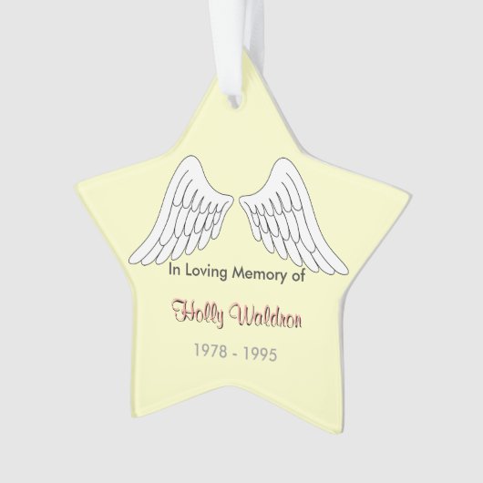 In liefhebbend memory Star Ornament (voorkant)