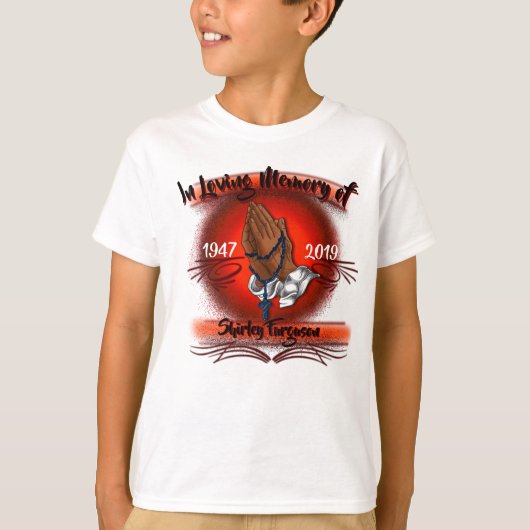 In liefhebbende geheugenhanden, gepersonaliseerd r t-shirt (Voorkant)