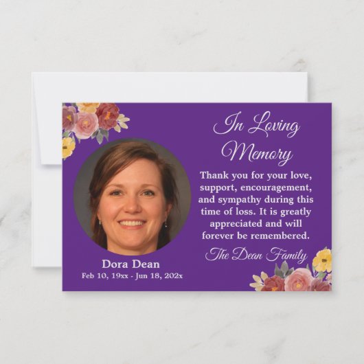 In liefhebbende geheugensympathie begrafenisblauw  bedankkaart (Voorkant)