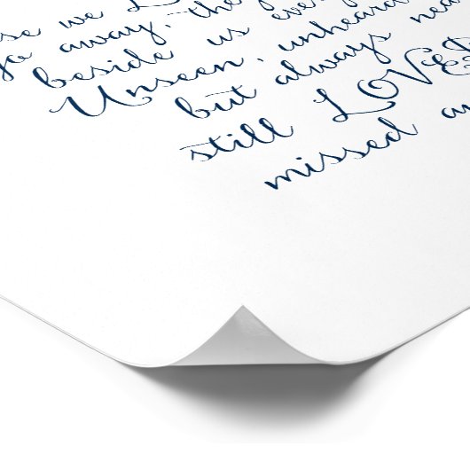 In liefhebbende herinnering, begrafenis, Navy Blue Poster (Hoek)