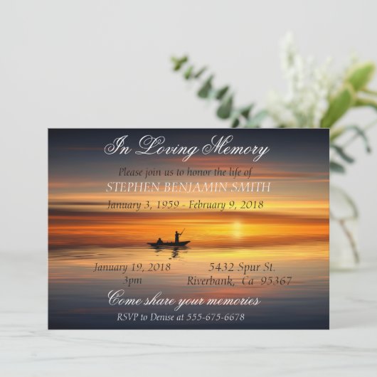 In liefhebbende Memory Memorial Service Sunset Lak Kaart (Staand voorkant)