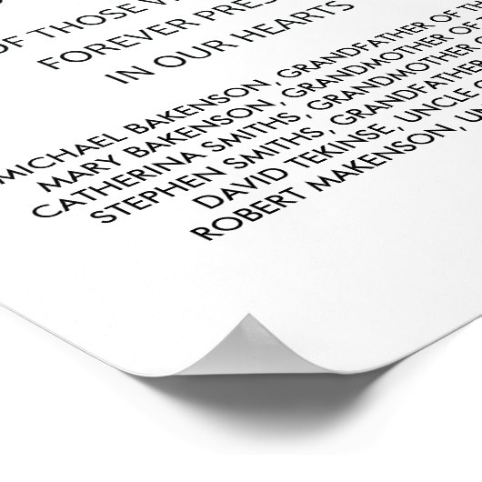 In liefhebbende Memory Wedding Memorial Table Sign Poster (Hoek)