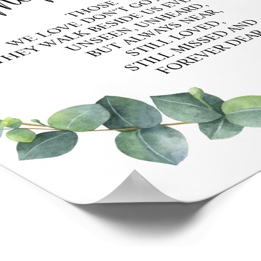 In liefhebbende Memory Wedding Memorial Table Sign Poster (Hoek)