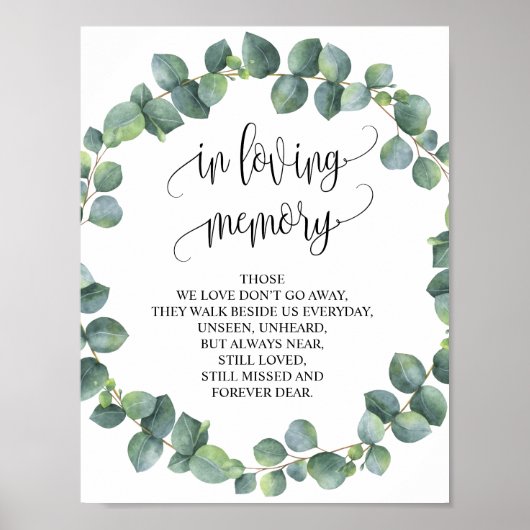 In liefhebbende Memory Wedding Memorial Table Sign Poster (Voorkant)