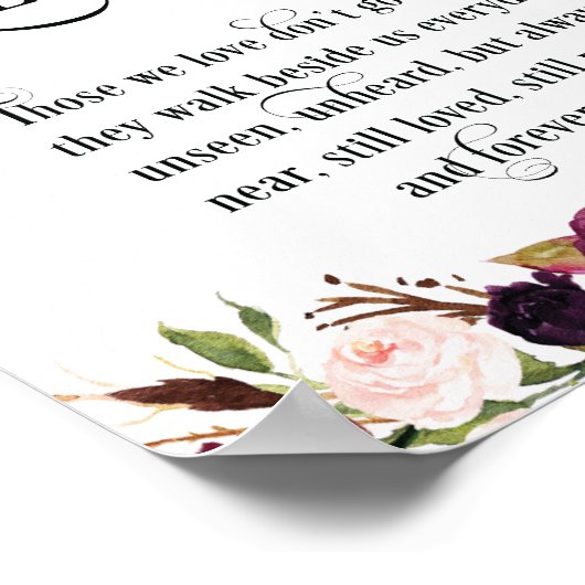 In liefhebbende Memory Wedding Memorial Table Sign Poster (Hoek)