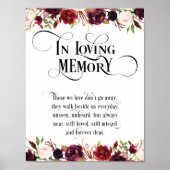 In liefhebbende Memory Wedding Memorial Table Sign Poster (Voorkant)