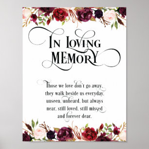 In liefhebbende Memory Wedding Memorial Table Sign Poster