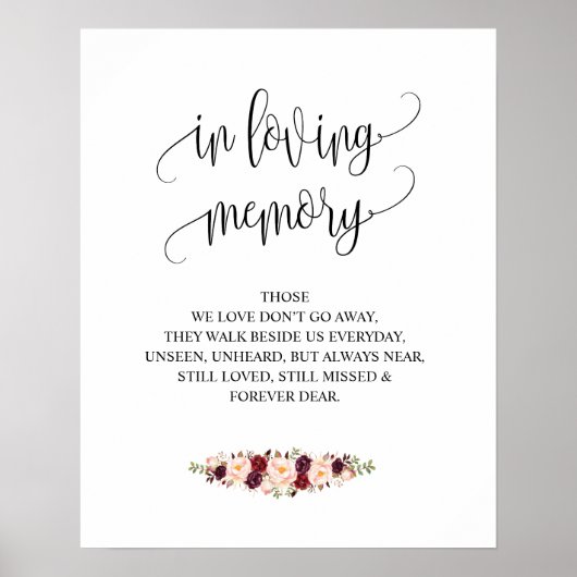 In liefhebbende Memory Wedding Memorial Table Sign Poster (Voorkant)