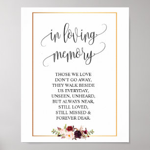 In liefhebbende Memory Wedding Memorial Table Sign Poster