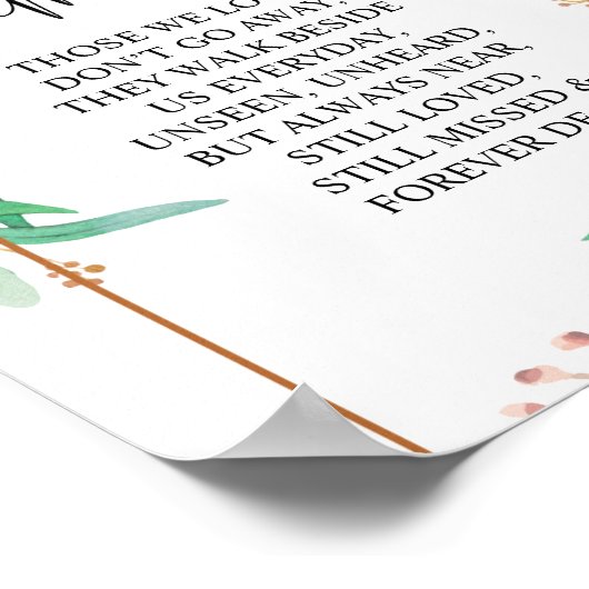 In liefhebbende Memory Wedding Memorial Table Sign Poster (Hoek)