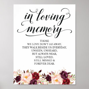 In liefhebbende Memory Wedding Memorial Table Sign Poster