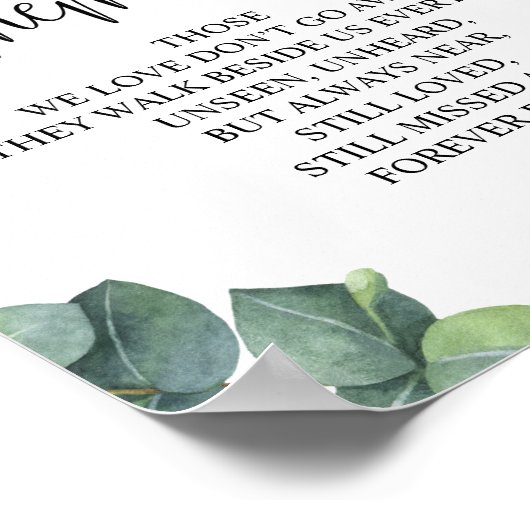 In liefhebbende Memory Wedding Memorial Table Sign Poster (Hoek)