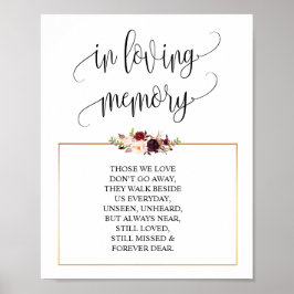 In liefhebbende Memory Wedding Memorial Table Sign Poster