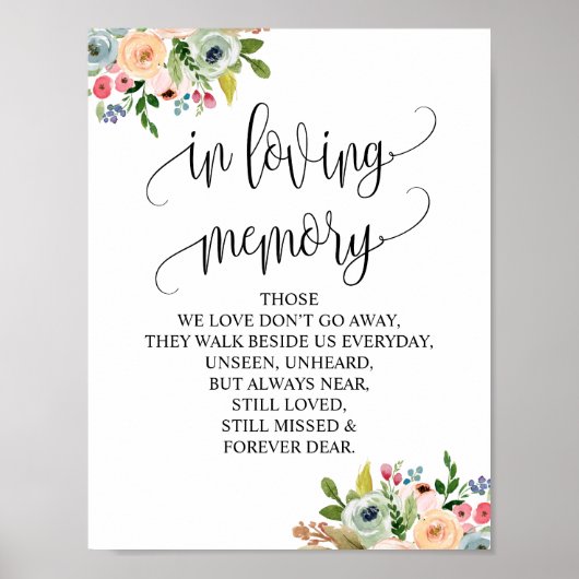In liefhebbende Memory Wedding Memorial Table Sign Poster (Voorkant)