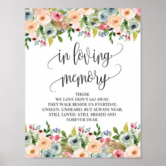 In liefhebbende Memory Wedding Memorial Table Sign Poster (Voorkant)