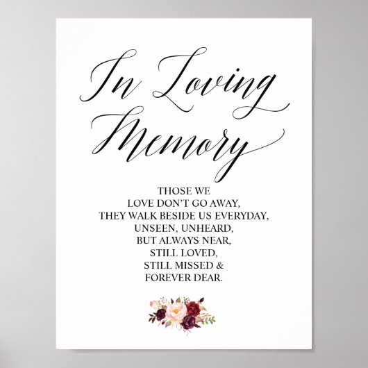 In liefhebbende Memory Wedding Memorial Table Sign Poster (Voorkant)