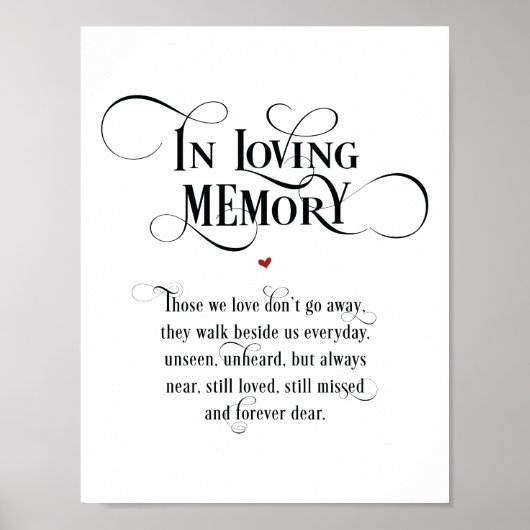 In liefhebbende Memory Wedding Memorial Table Sign Poster (Voorkant)