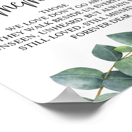 In liefhebbende Memory Wedding Memorial Table Sign Poster (Hoek)