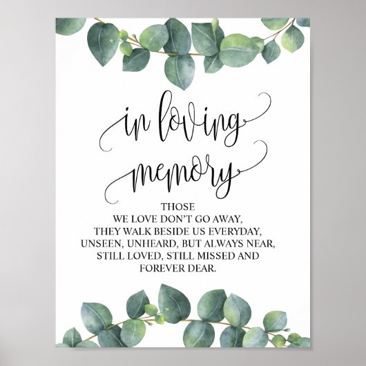 In liefhebbende Memory Wedding Memorial Table Sign Poster (Voorkant)