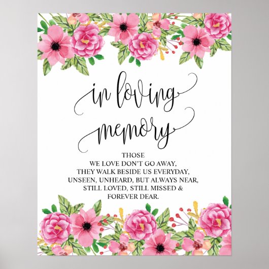 In liefhebbende Memory Wedding Memorial Table Sign Poster (Voorkant)
