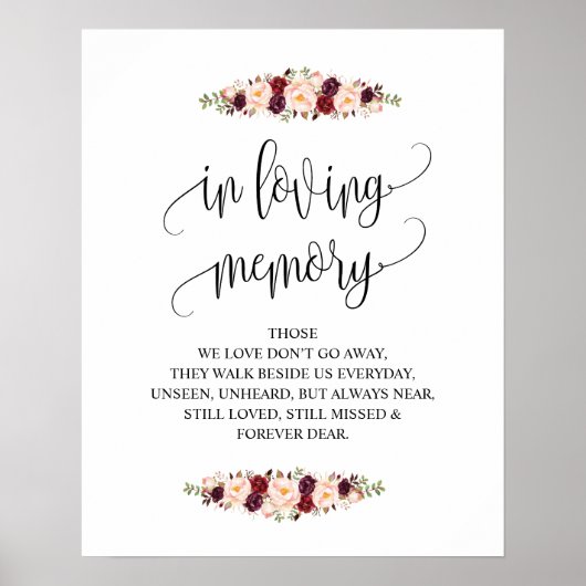 In liefhebbende Memory Wedding Memorial Table Sign Poster (Voorkant)