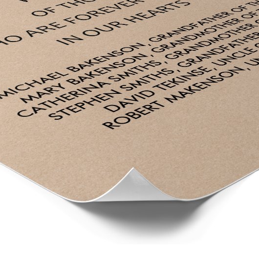 In liefhebbende Memory Wedding Memorial Table Sign Poster (Hoek)