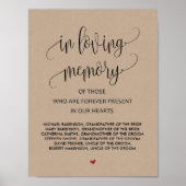 In liefhebbende Memory Wedding Memorial Table Sign Poster (Voorkant)